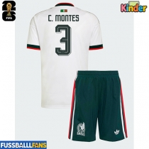 Mexiko Cesar Montes #3 Auswärts Trikotsatz Kinder EM 2024 Kurzarm (+ Kurze Hosen)
